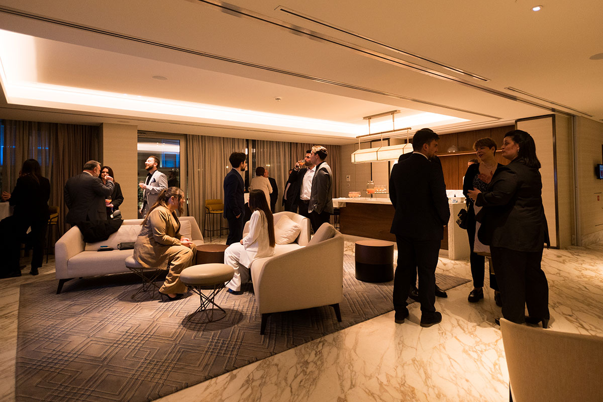 Guests enjoying welcome drinks