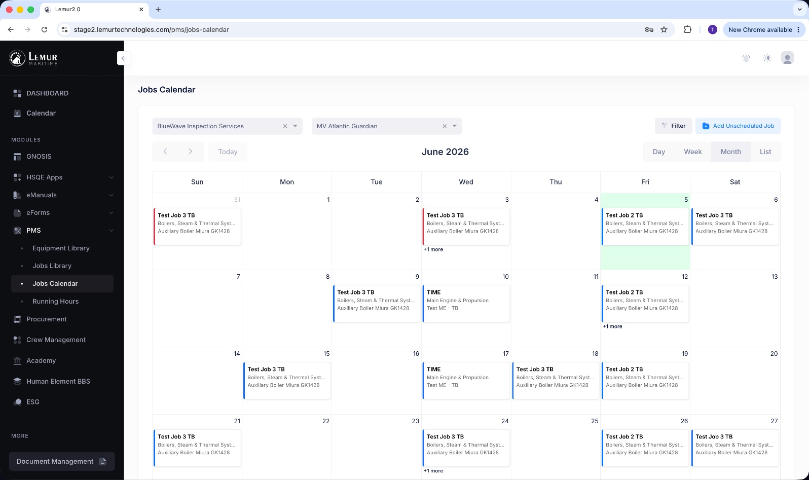 Jobs Calendar